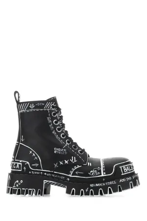BALENCIAGA | Printed leather ankle boots