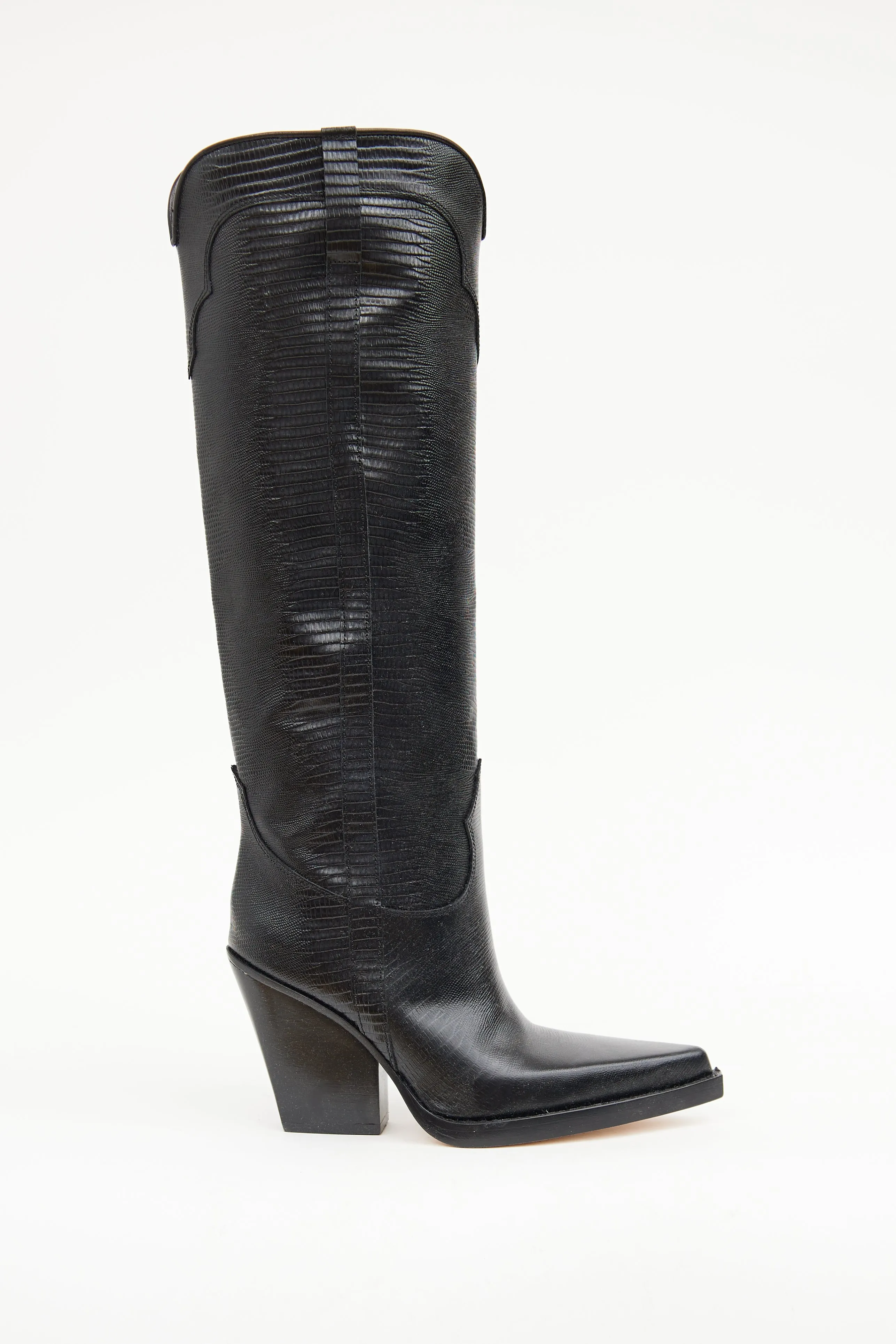 Black Embossed Cowboy Boot