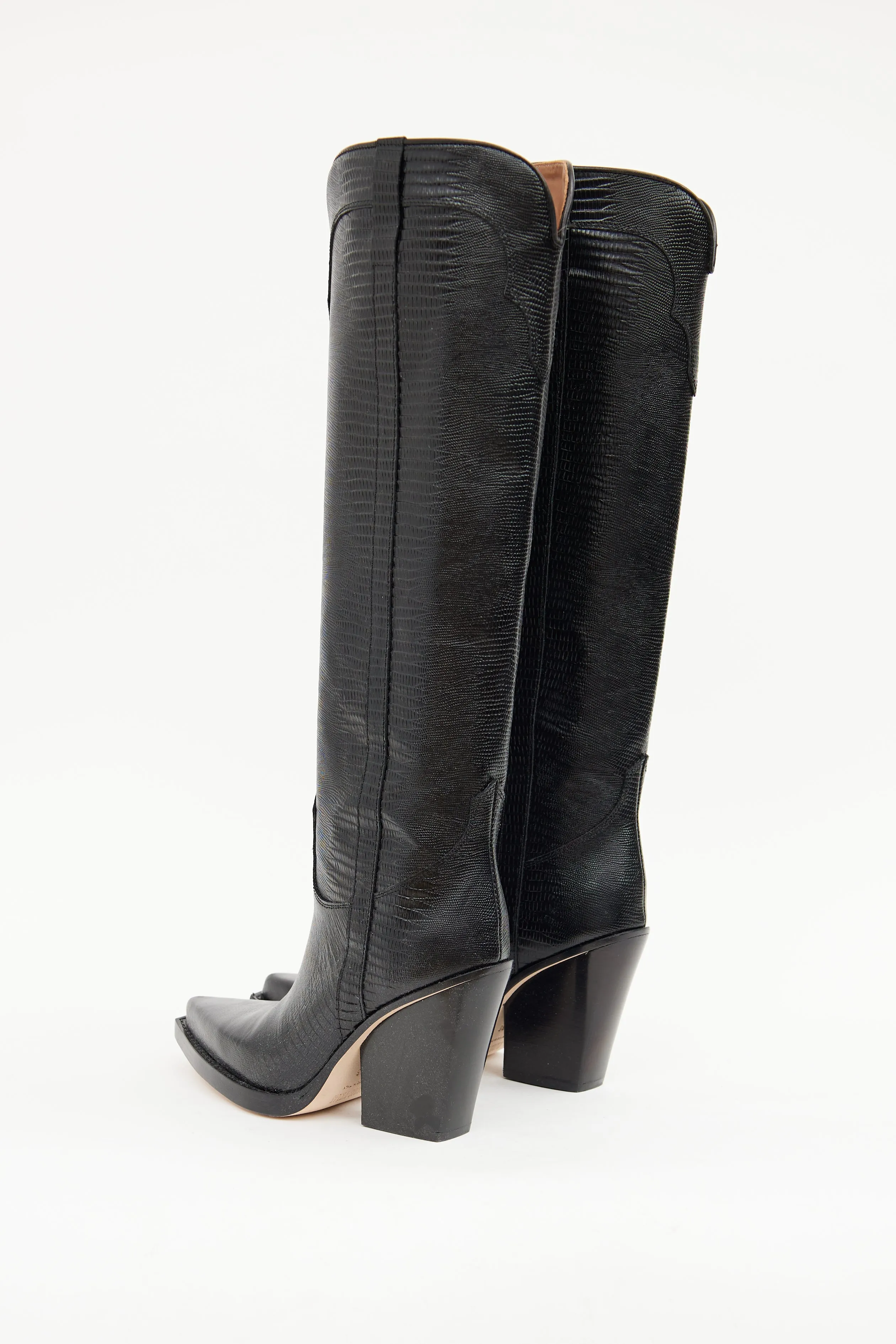Black Embossed Cowboy Boot
