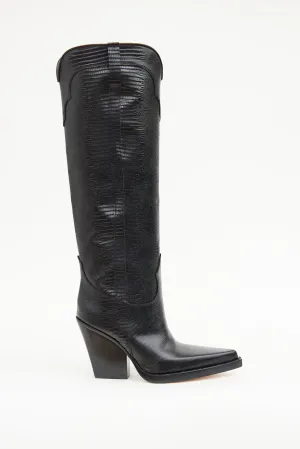 Black Embossed Cowboy Boot