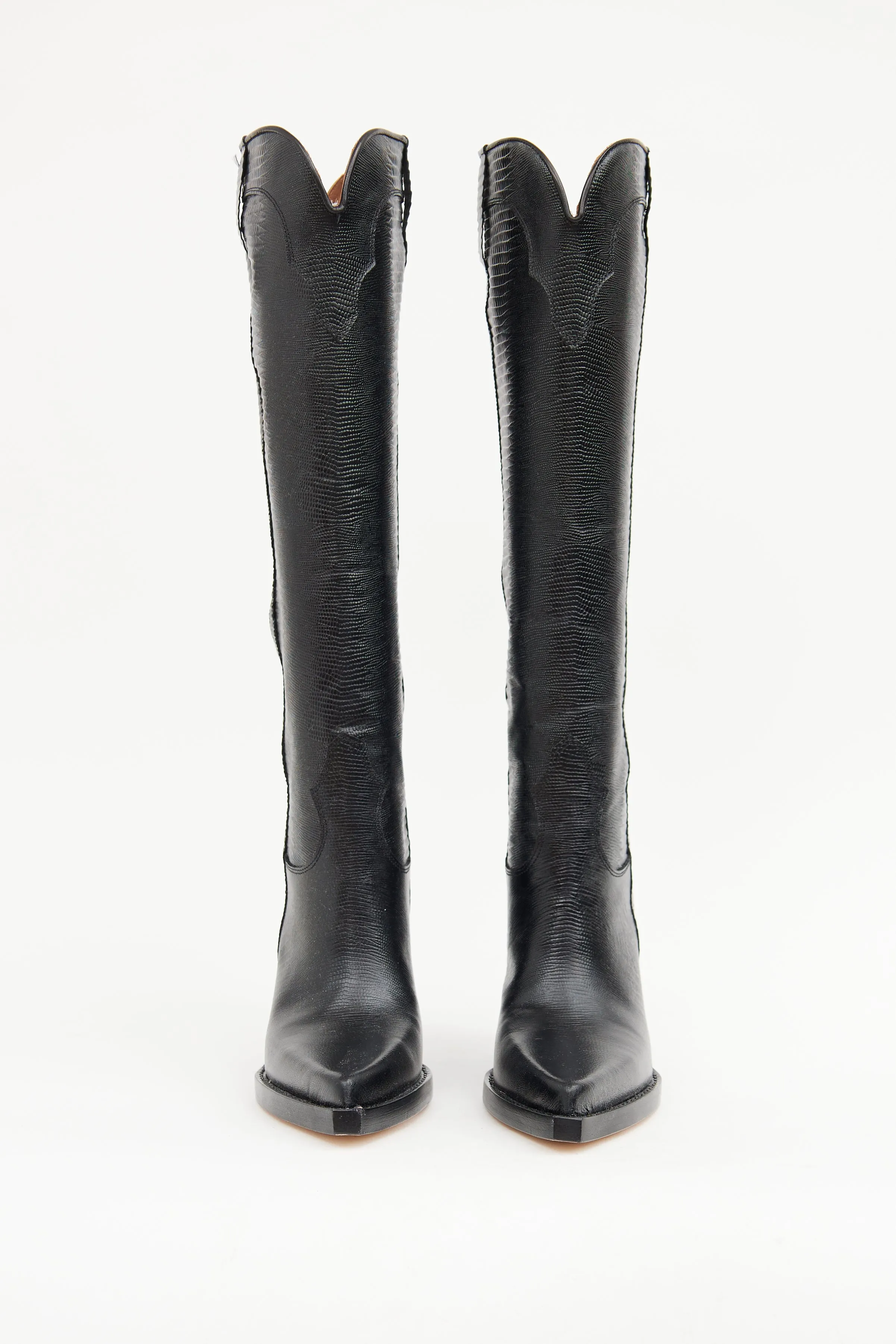 Black Embossed Cowboy Boot