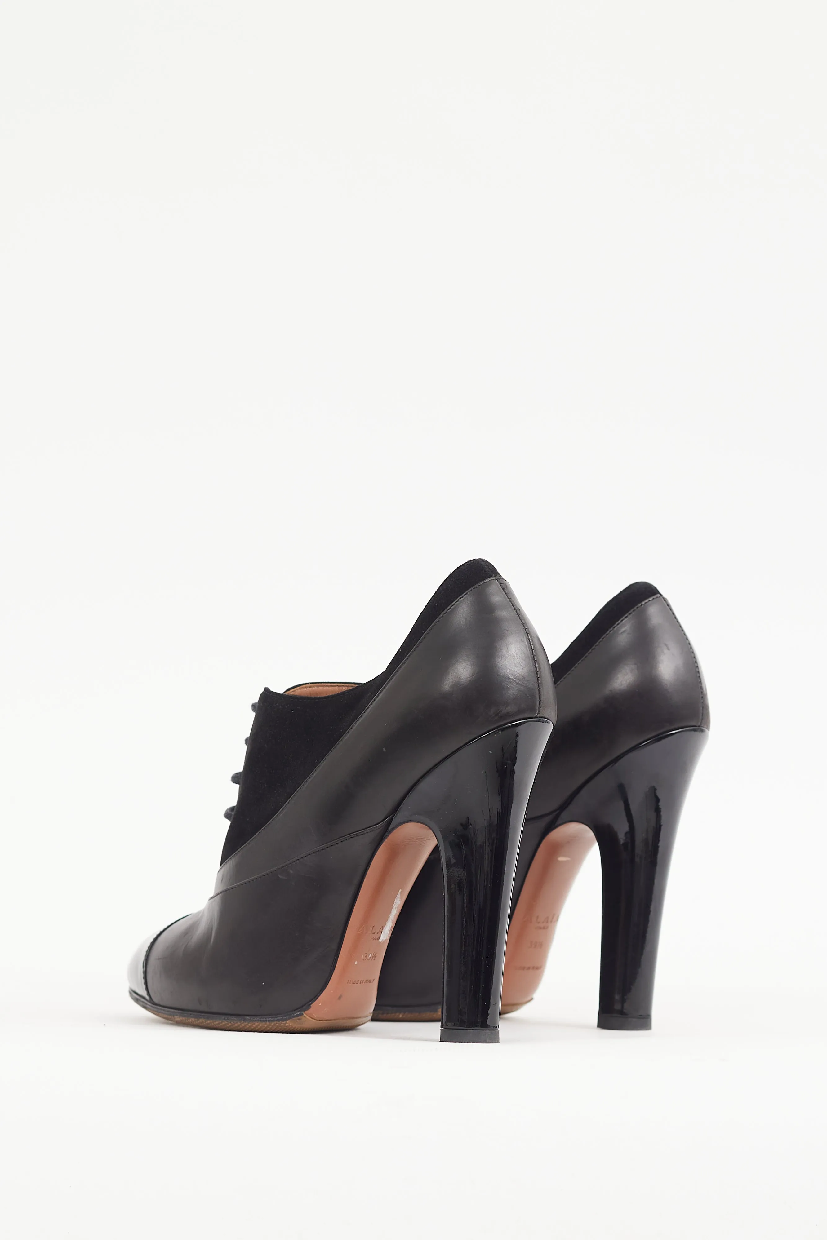 Black Leather & Suede Lace Up Bootie