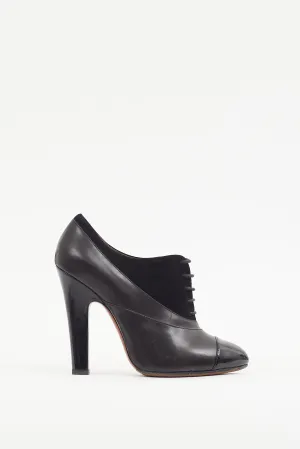 Black Leather & Suede Lace Up Bootie