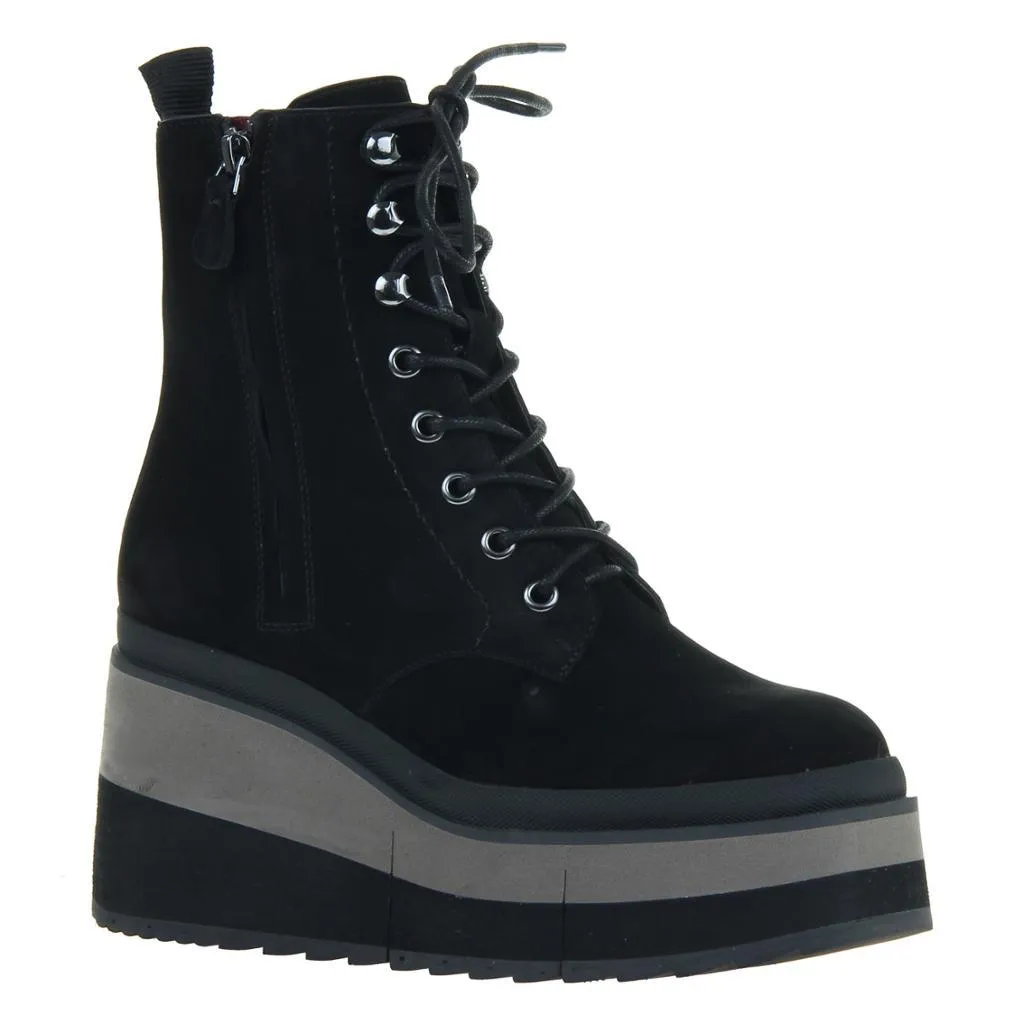 BURNOUT in BLACK Platform Combat Boots