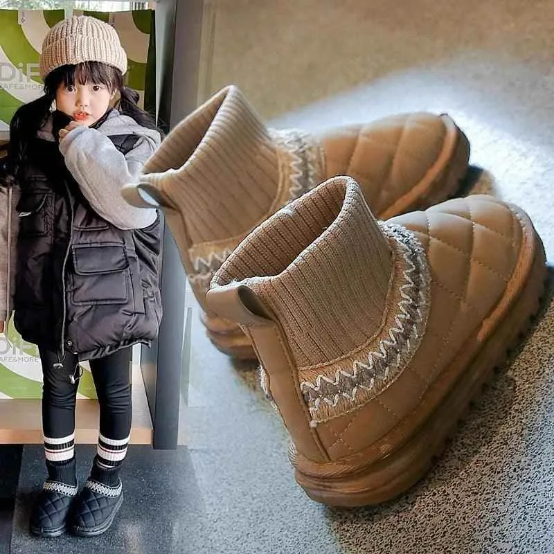 Children's Casual Shoes - Thick Fur Ankle Sock Boots - TSS245
