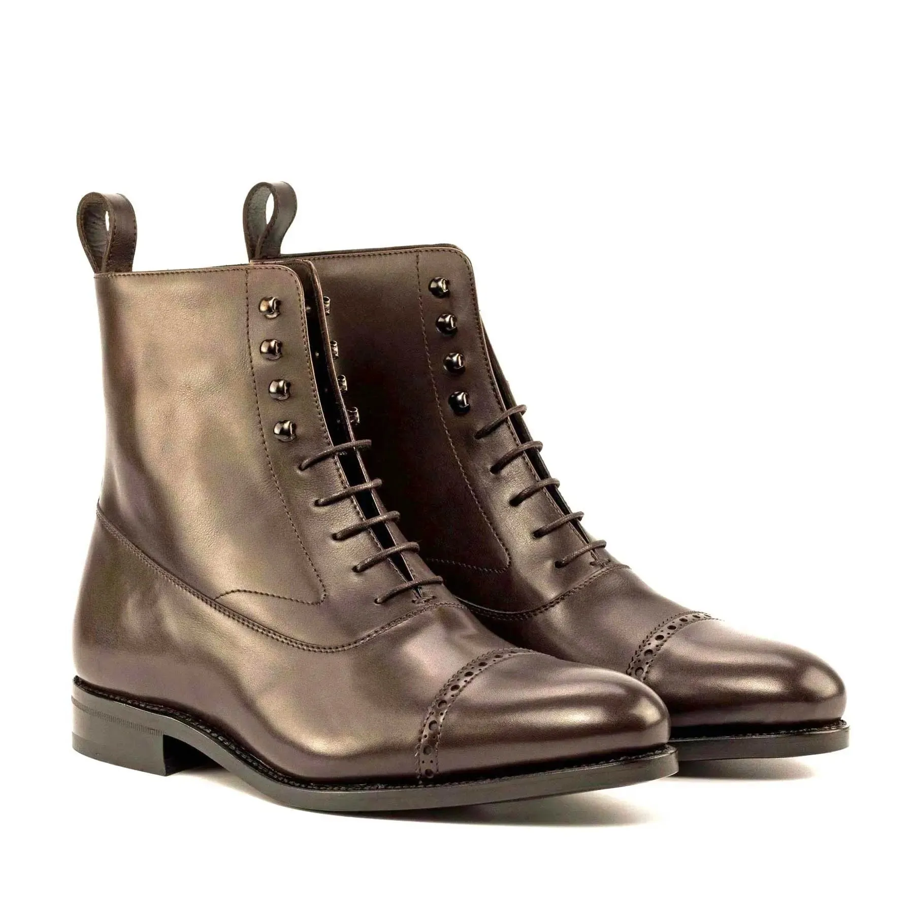 DapperFam Vittorio in Dark Brown Men's Italian Leather Balmoral Boot