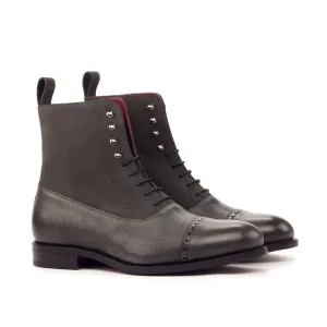 DapperFam Vittorio in Grey Men's Lux Suede & Italian Full Grain Leather Balmoral Boot
