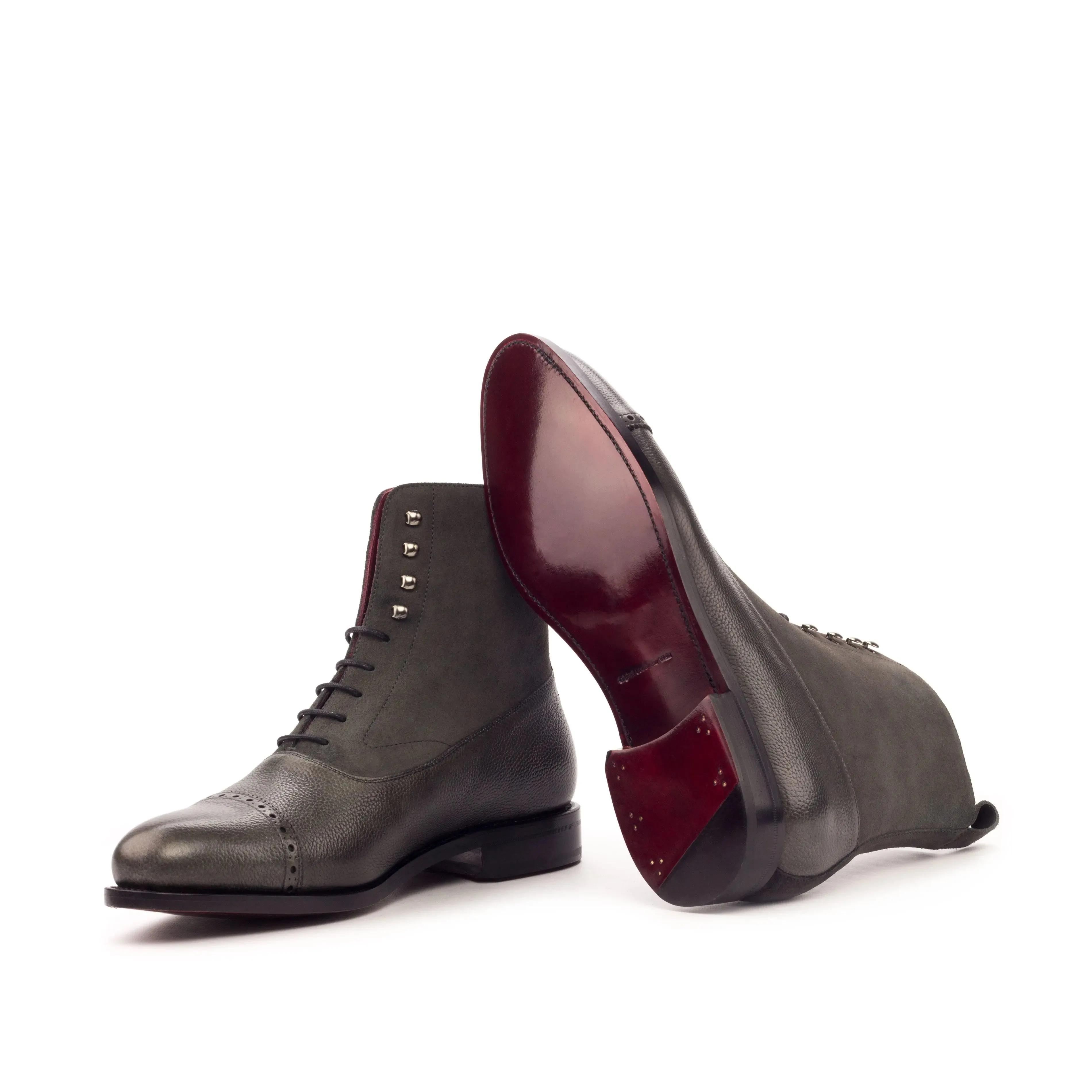 DapperFam Vittorio in Grey Men's Lux Suede & Italian Full Grain Leather Balmoral Boot