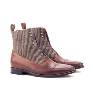DapperFam Vittorio in Tweed / Med Brown / Dark Brown Men's Sartorial & Italian Leather Balmoral Boot