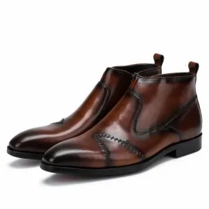Elegant Satin Leather Ankle Boots with Exaggerated Stitching