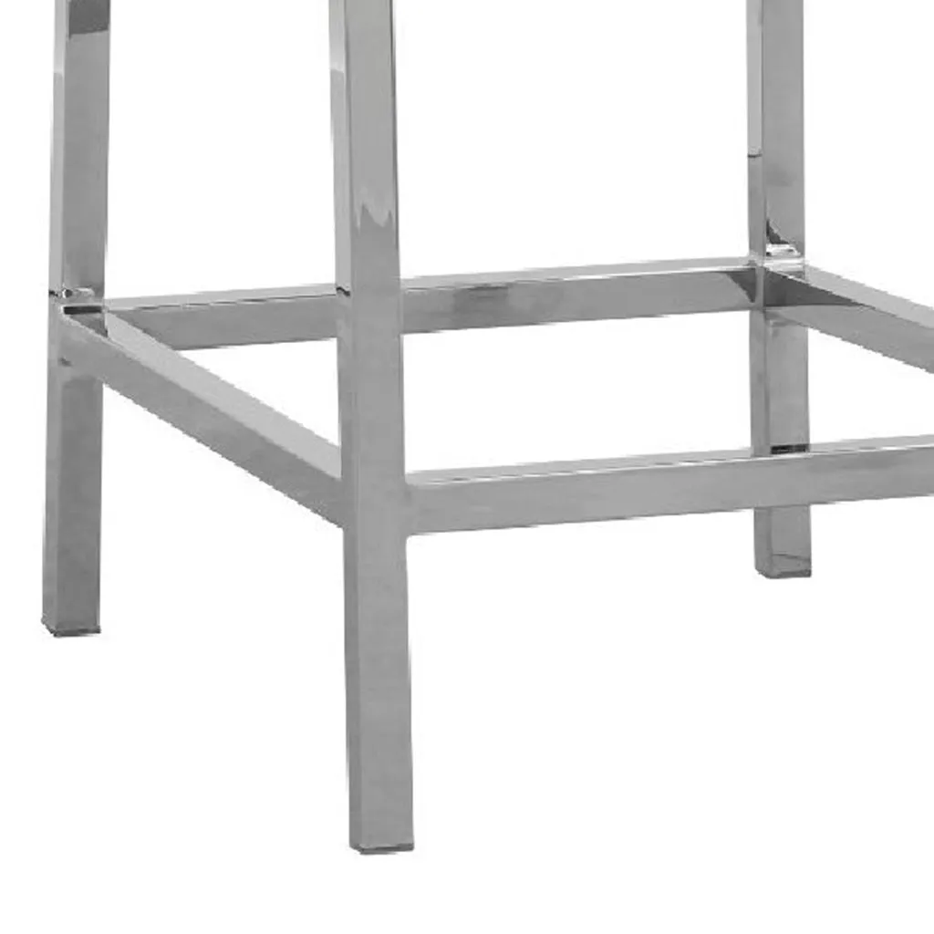 Eun 26 Inch Vegan Faux Leather Counter Stool, Chrome Legs, Set of 2, Gray By Casagear Home