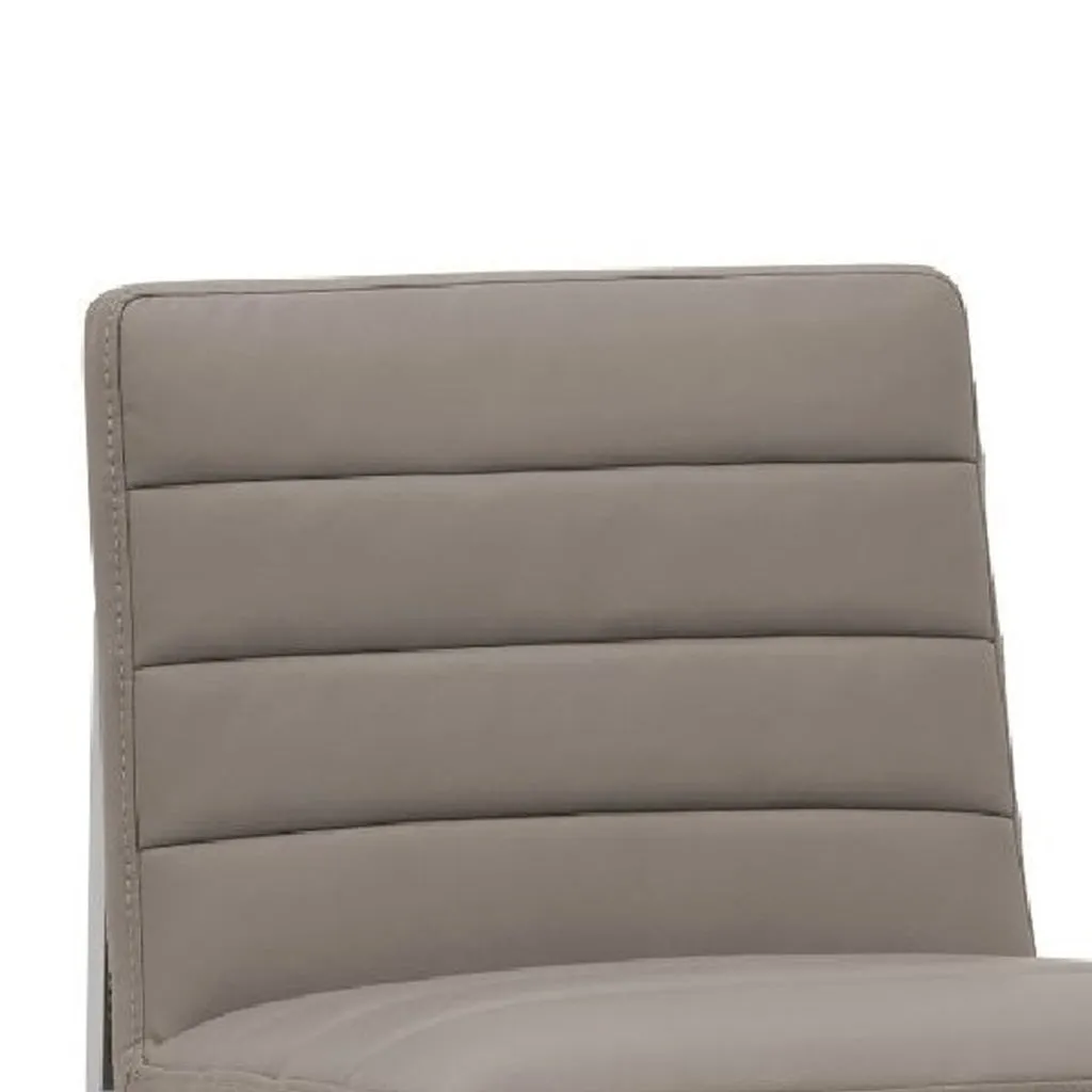 Eun 26 Inch Vegan Faux Leather Counter Stool, Chrome Legs, Set of 2, Gray By Casagear Home