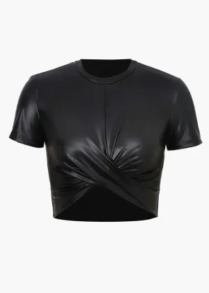 Evanthia Eco-Leather Cropped Top