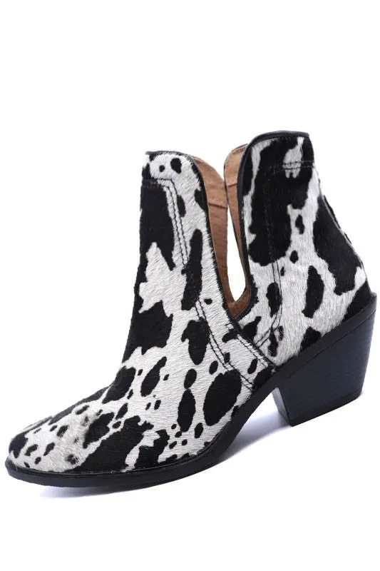 Genuine leather hair on hide Animal Hair Booties