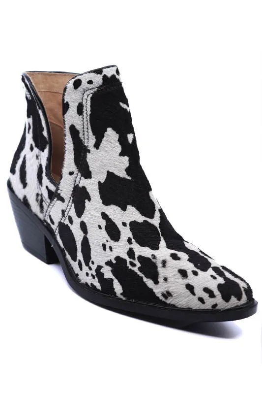 Genuine leather hair on hide Animal Hair Booties