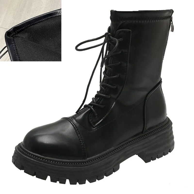Lace Up Platform Ankle Boots