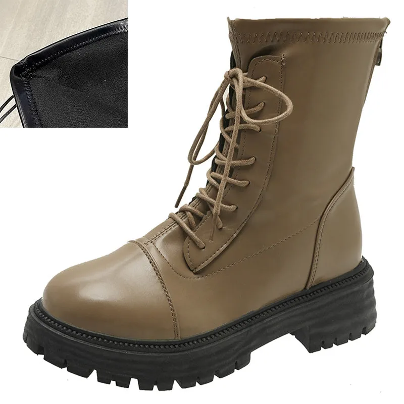 Lace Up Platform Ankle Boots