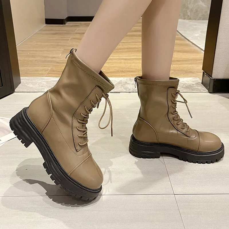 Lace Up Platform Ankle Boots