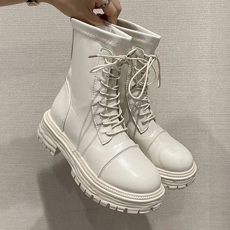 Lace Up Platform Ankle Boots