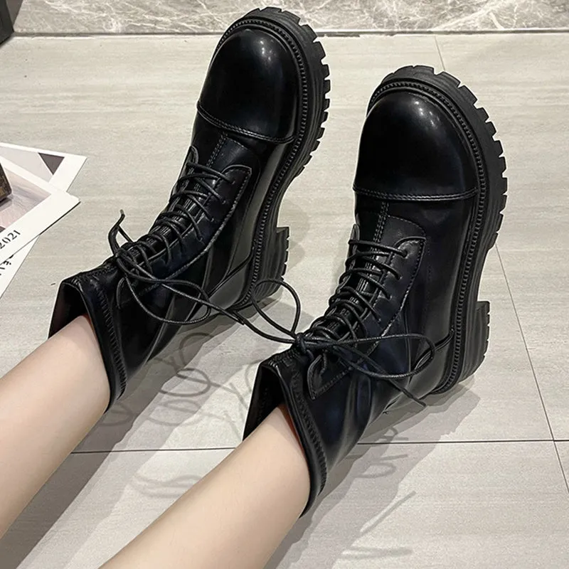 Lace Up Platform Ankle Boots
