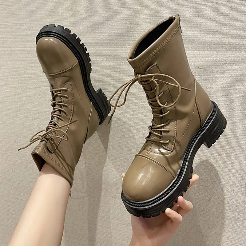 Lace Up Platform Ankle Boots