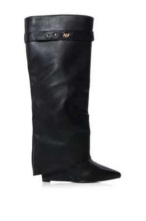MELINA BLACK WEDGE BOOT