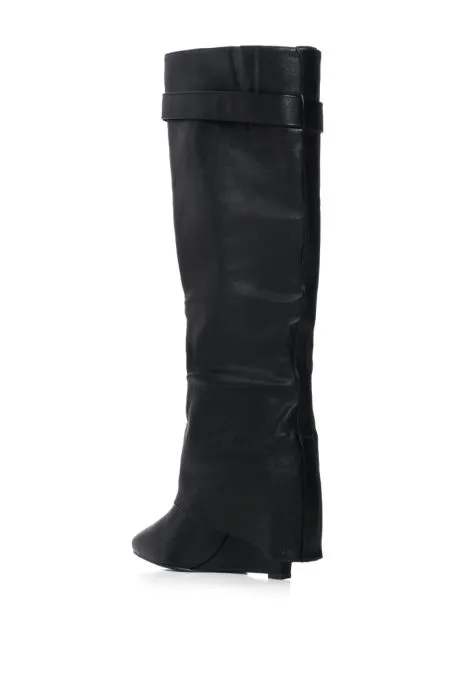 MELINA BLACK WEDGE BOOT