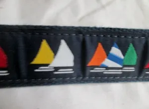 Mens PRESTON LEATHER PRODUCTS SAILBOAT Canvas Leather Belt USA 36 BLUE
