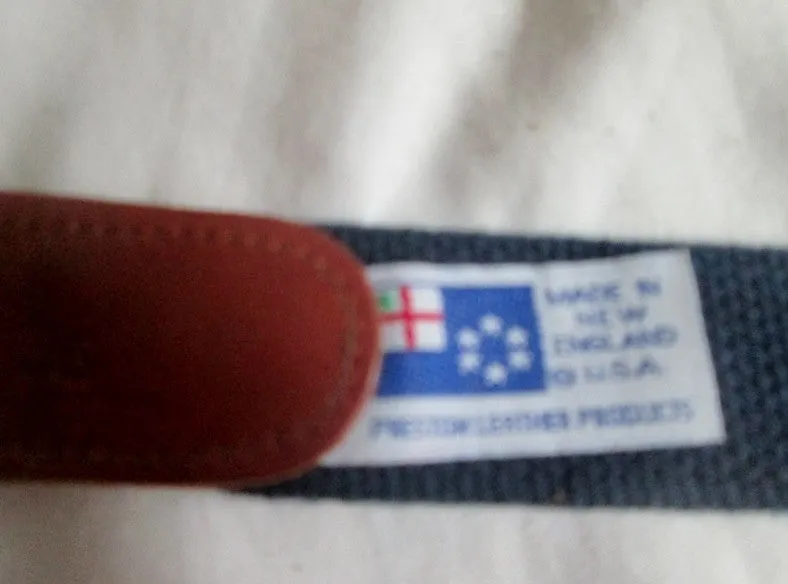 Mens PRESTON LEATHER PRODUCTS SAILBOAT Canvas Leather Belt USA 36 BLUE