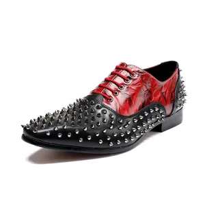 Mens rivet Lace Up Low Heel Oxford