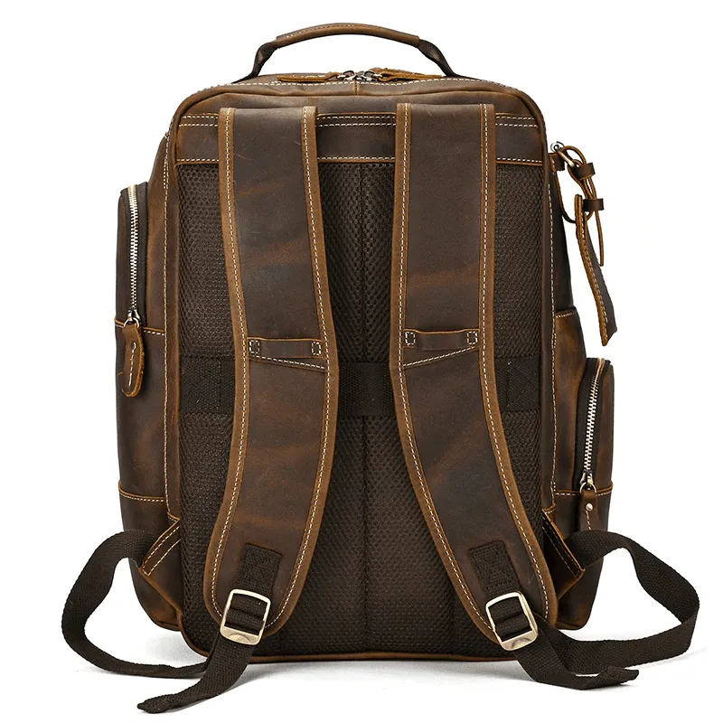 Mens Vintage Brown Travel Backpack Daypack Luxury Leather