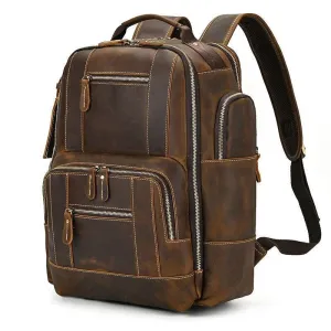 Mens Vintage Brown Travel Backpack Daypack Luxury Leather