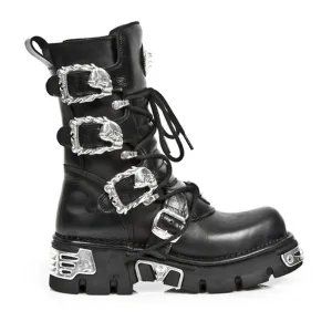 Metal Buckle Mid- Calf Military Boots