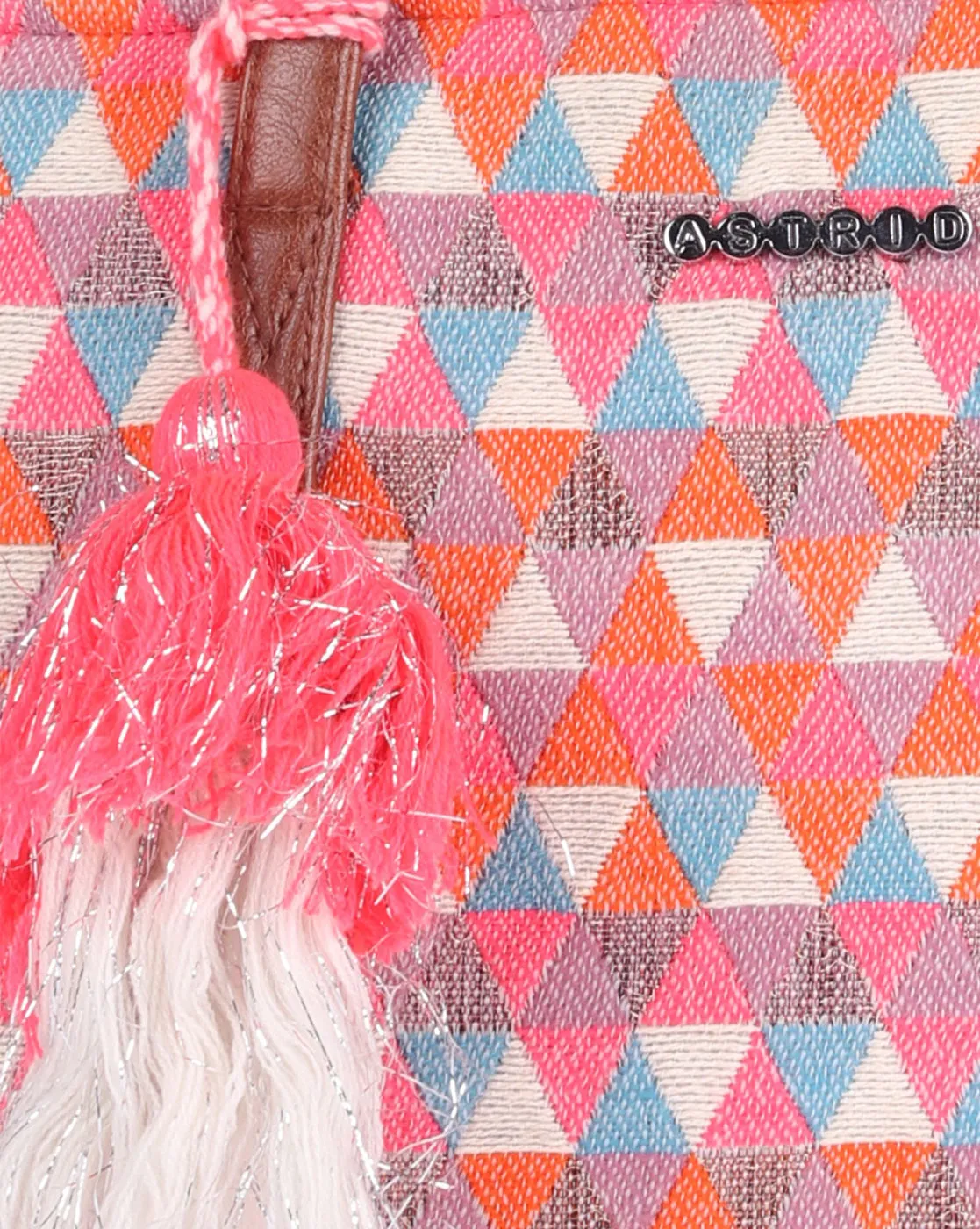 Orange Diamond Shopper Bag With Tassels