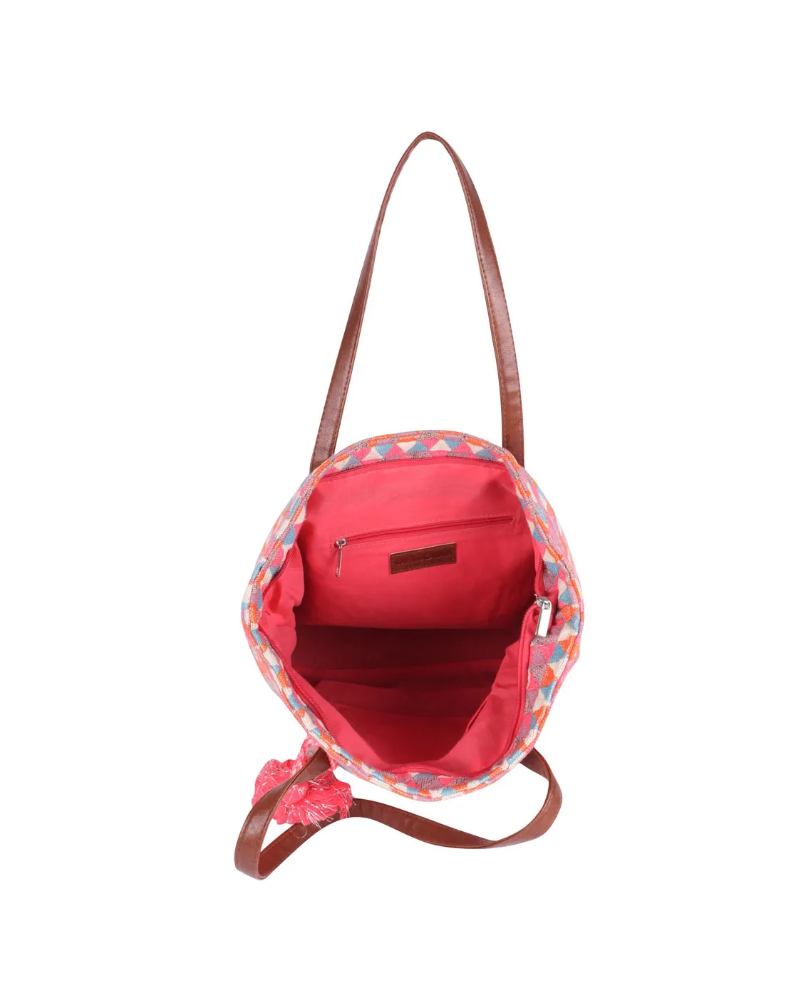 Orange Diamond Shopper Bag With Tassels