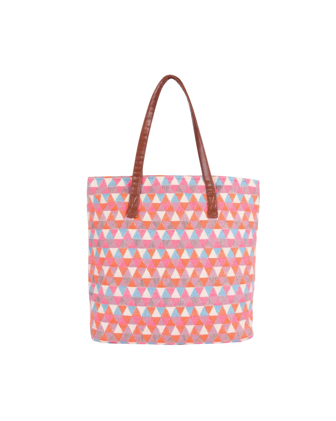 Orange Diamond Shopper Bag With Tassels