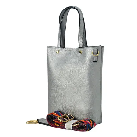 !SALE! Silver Faux Leather NGIL Bucket Handbag