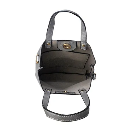 !SALE! Silver Faux Leather NGIL Bucket Handbag