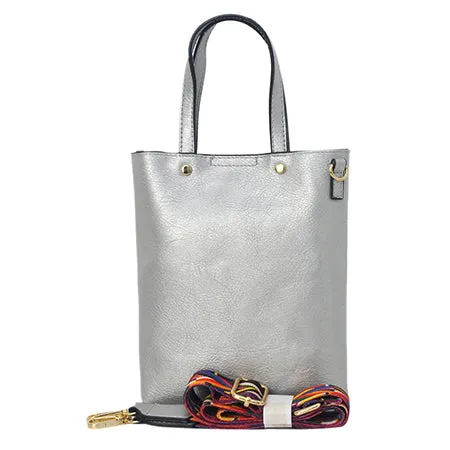 !SALE! Silver Faux Leather NGIL Bucket Handbag