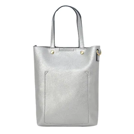 !SALE! Silver Faux Leather NGIL Bucket Handbag