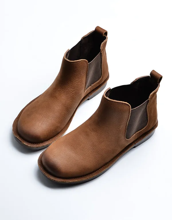 Spring Women's Leather Short Boots