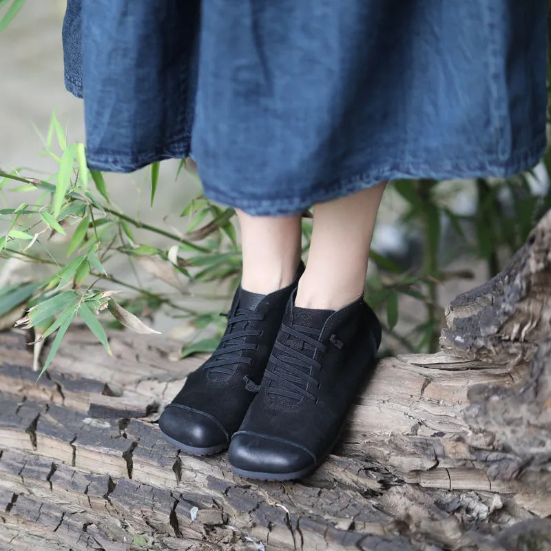 Squre Toe Handmade Soft Leather Retro Boots