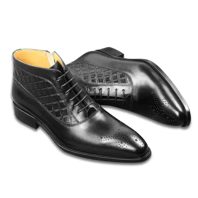 The chiaro 4 -  Men's Two tone alligator print and plain leather boots (zipper)