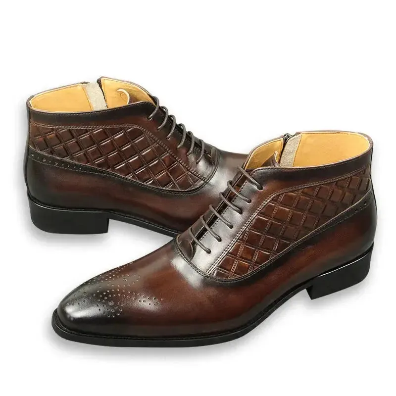 The chiaro 4 -  Men's Two tone alligator print and plain leather boots (zipper)