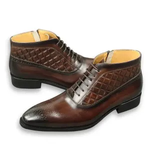 The chiaro 4 -  Men's Two tone alligator print and plain leather boots (zipper)