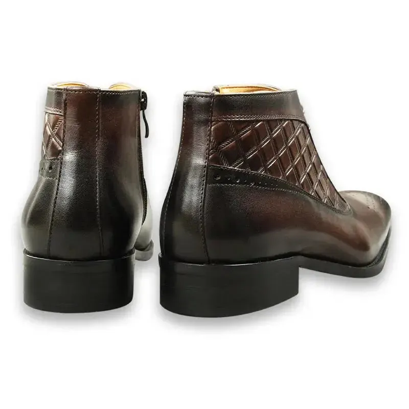 The chiaro 4 -  Men's Two tone alligator print and plain leather boots (zipper)