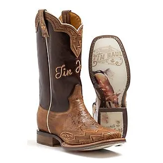 Tin Haul Men's Lightning Fast Tooled Leather Bullrider Sole