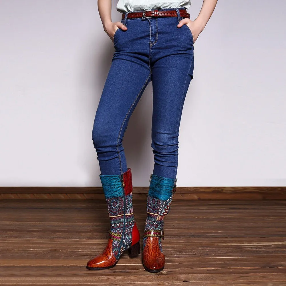 Women's Handmade Leather Mid-Calf Boots "Beta Style"