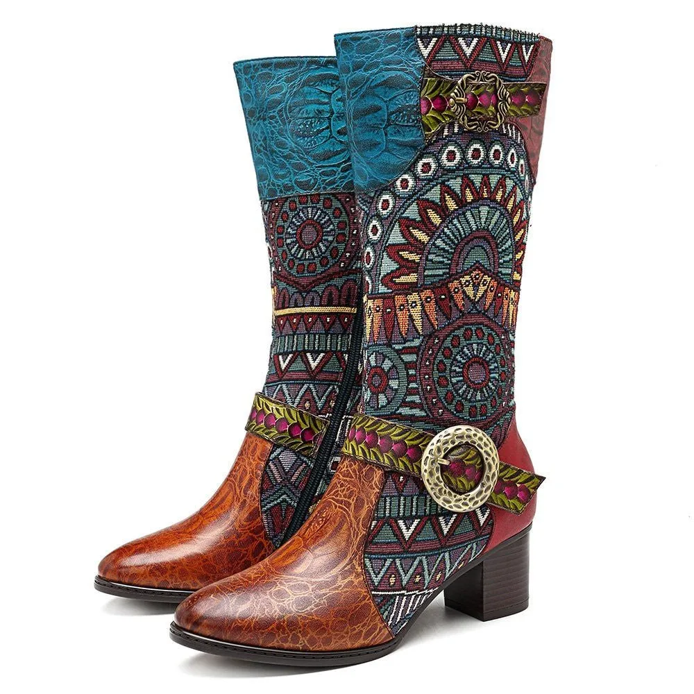 Women's Handmade Leather Mid-Calf Boots "Beta Style"