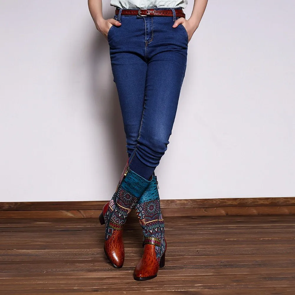Women's Handmade Leather Mid-Calf Boots "Beta Style"
